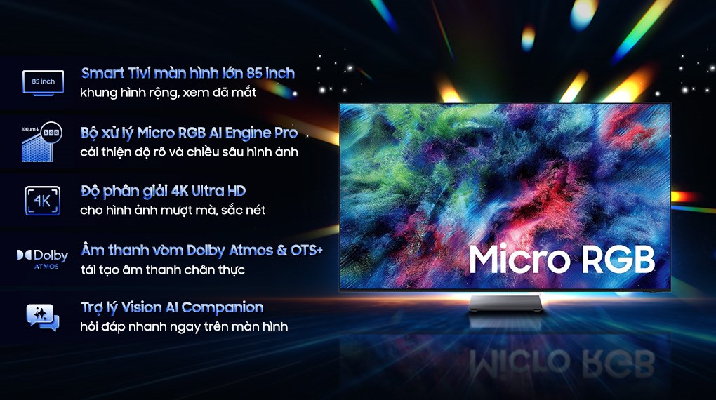 Smart tivi Micro RGB Samsung AI 4K 85 inch MRA85R95HX