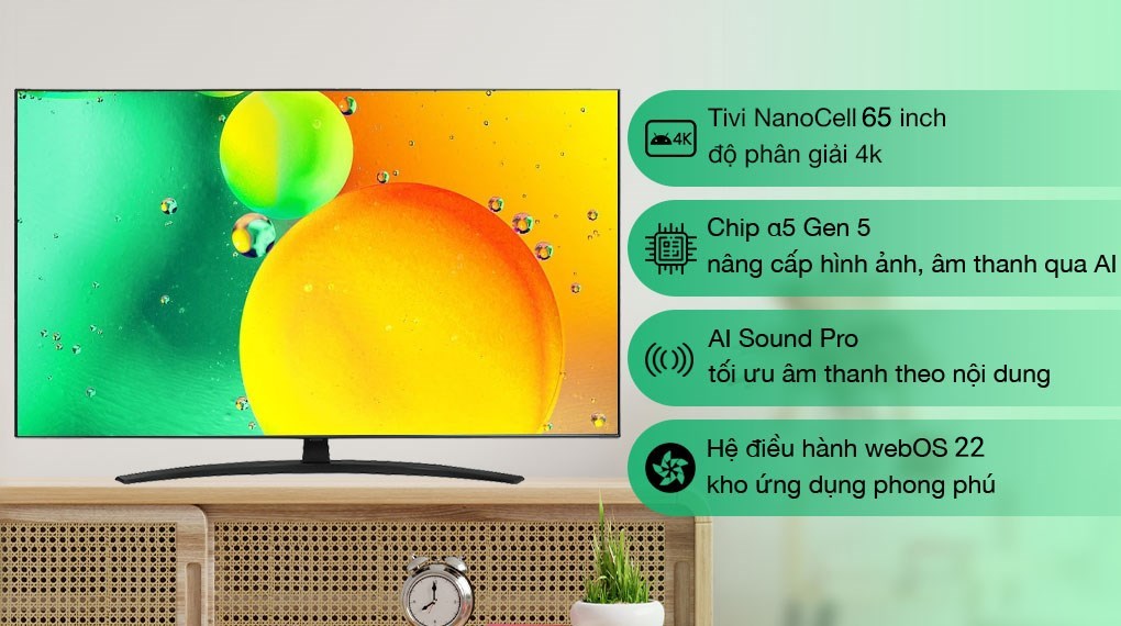 Smart Tivi NanoCell LG AI 4K 65 inch 65NANO76SQA