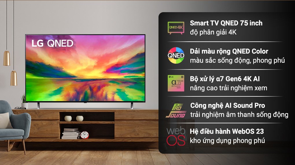 Smart Tivi QNED LG AI 4K 75 inch 75QNED80SRA