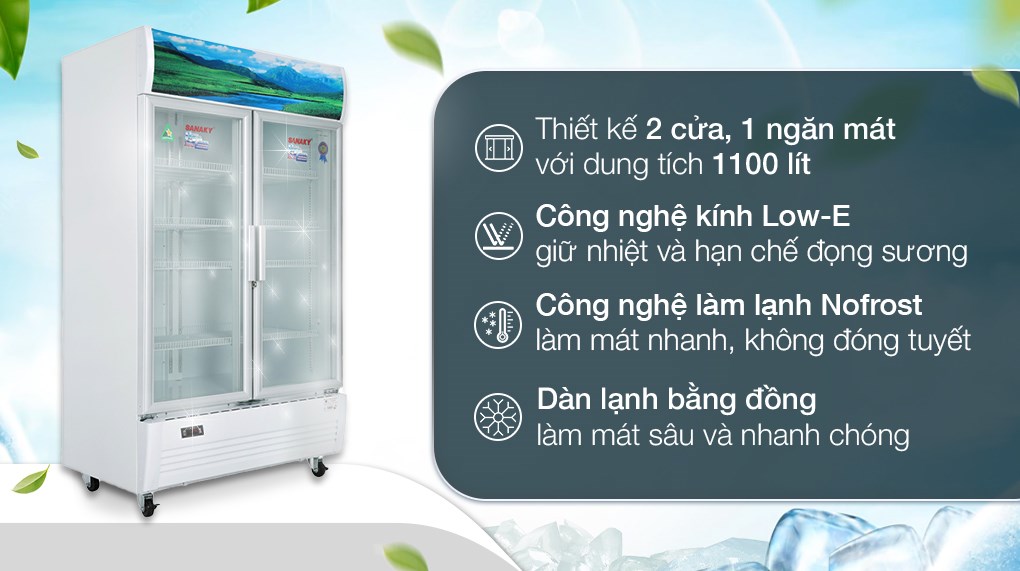 Tủ mát 2 cánh Sanaky 1100 lít VH-1209HP