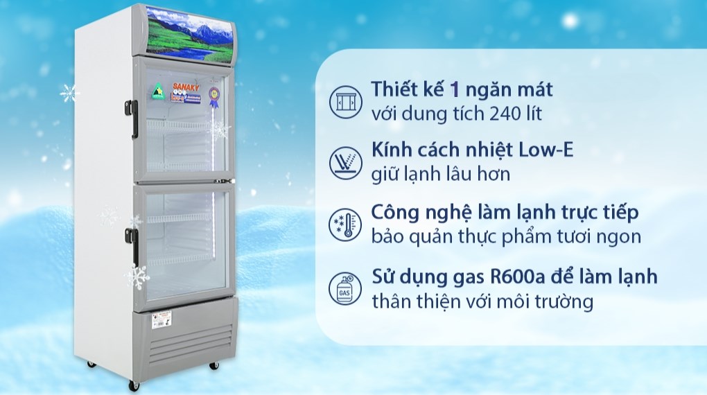 Tủ mát 2 cánh Sanaky 240 lít VH-308WL
