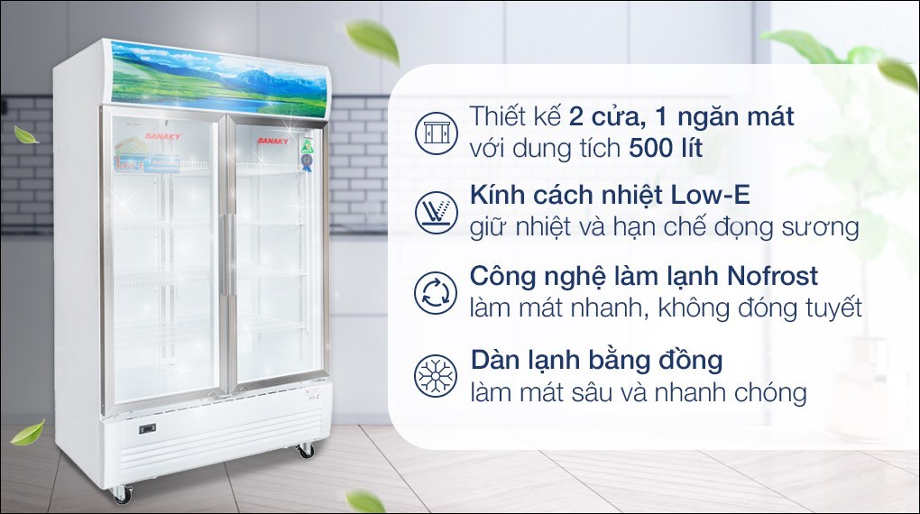 Tủ mát 2 cánh Sanaky 500 lít VH-6009HP