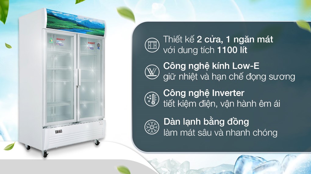 Tủ mát 2 cánh Sanaky Inverter 1100 lít TM.VH1209HP3
