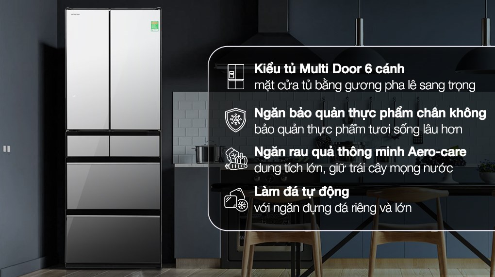 Tủ lạnh Hitachi Inverter 540 lít Multi Door R-HW540RV(X)