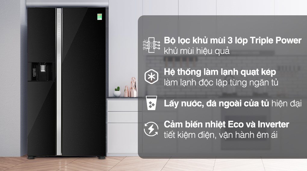 Tủ lạnh Hitachi Inverter 573 lít Side By Side R-SX800GPGV0 GBK