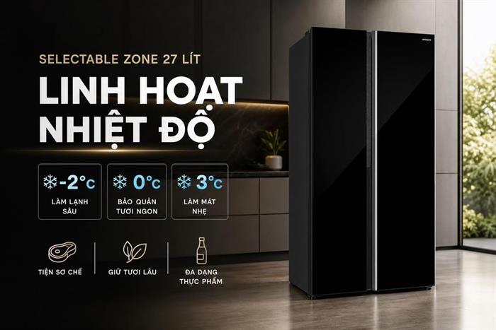 Tủ lạnh Hitachi Inverter 653 lít Side By Side HRSN9713ESAGBKVN