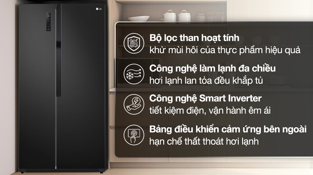 Tủ lạnh LG Inverter 519 lít Side By Side GR-B256BL