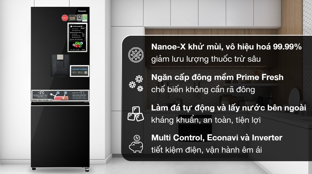 Tủ lạnh Panasonic Inverter 300 lít NR-BV331WGKV