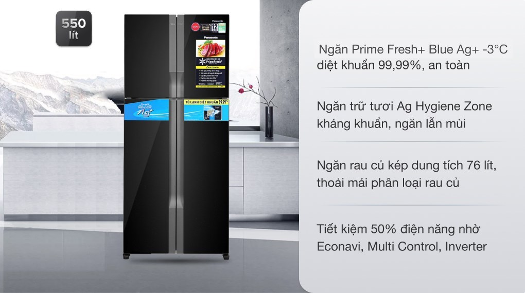 Tủ lạnh Panasonic Inverter 550 lít Multi Door NR-DZ601VGKV