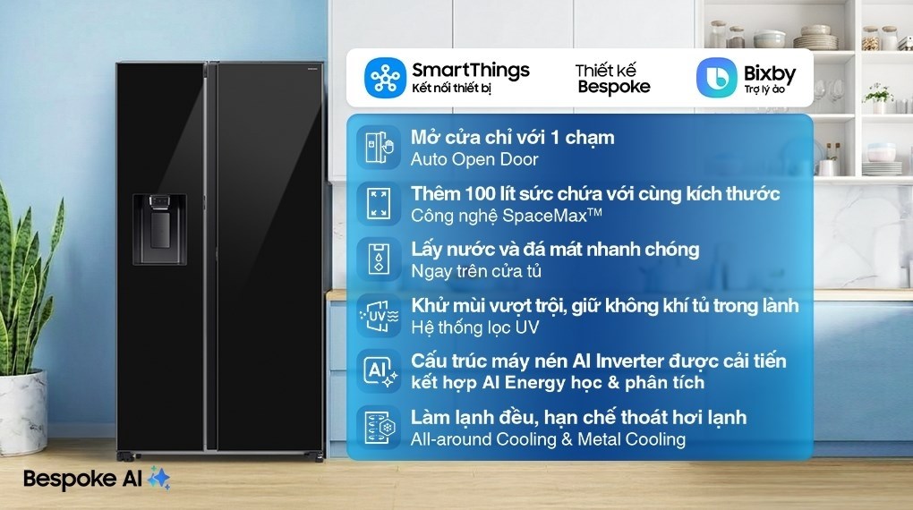 Tủ lạnh Samsung Inverter 634 lít Side By Side RS80F65J2BSV