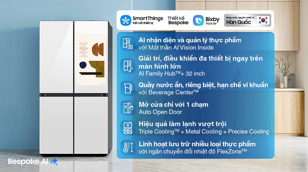Tủ lạnh Samsung Inverter 636 lít Multi Door Bespoke RF65DB990012SV