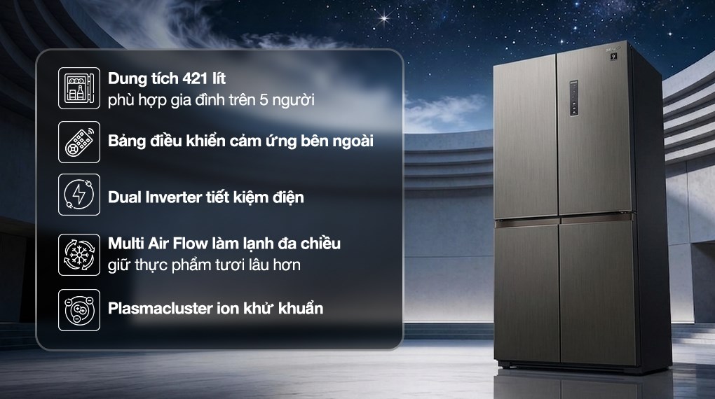 Tủ lạnh Sharp Inverter Multi Door 421 lít SJ-FXP510V-MG