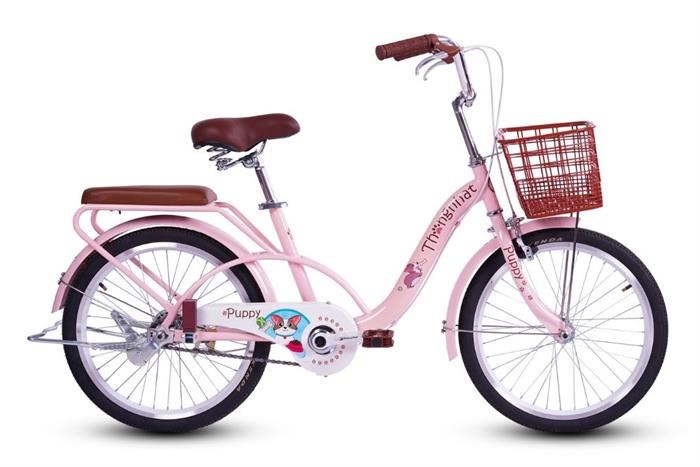Xe đạp trẻ em nữ Thống Nhất Puppy 20 inch Hồng