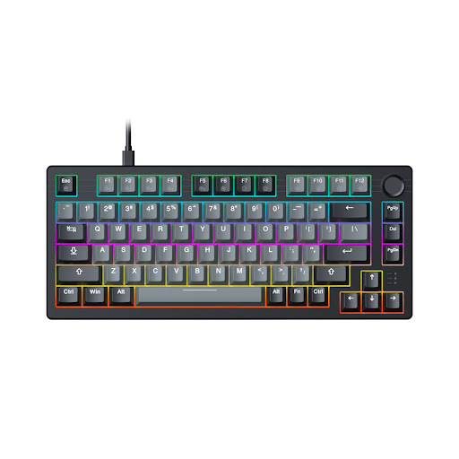 Bàn phím cơ Gaming DAREU EK75 Grey-Black (2 sides RGB strip, Multi-Led, PBT Double Shot OEM profile, Dream switch (Linear))