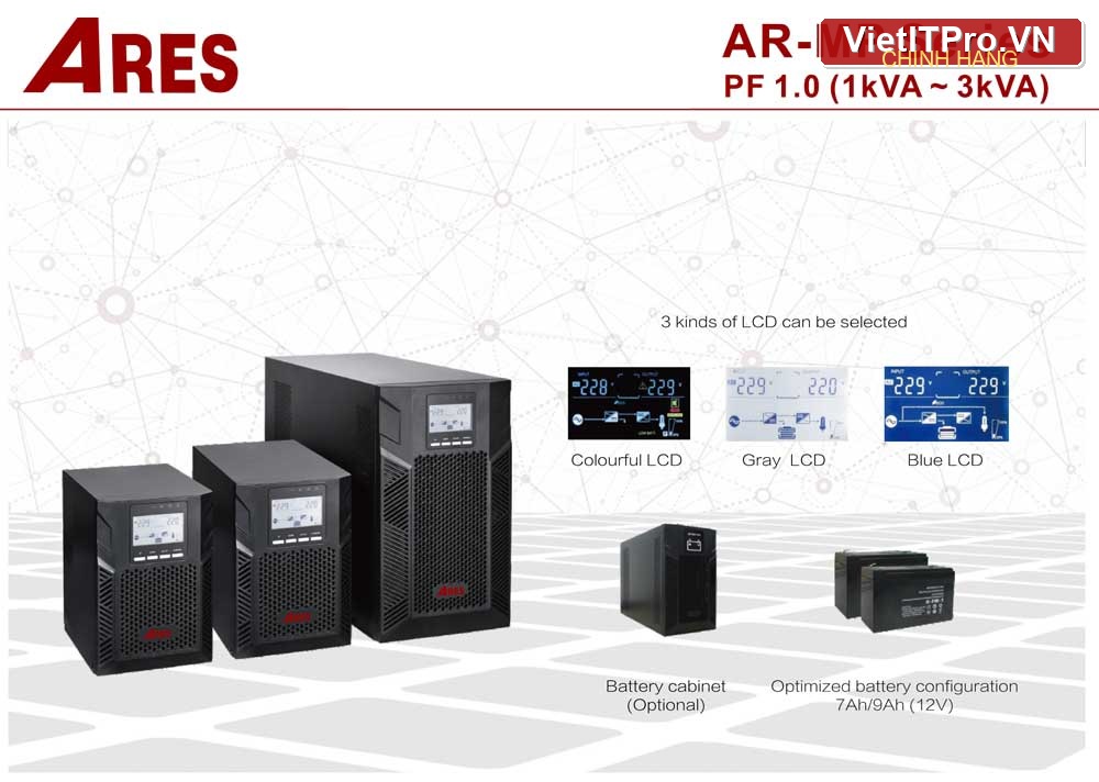 Bộ lưu điện ARES AR-MP3KH 3KVA/3KW Online (06 Pin Ngoài)