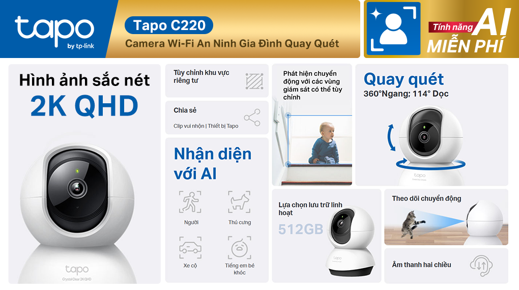 Camera IP 360 Độ TP-Link Tapo C220