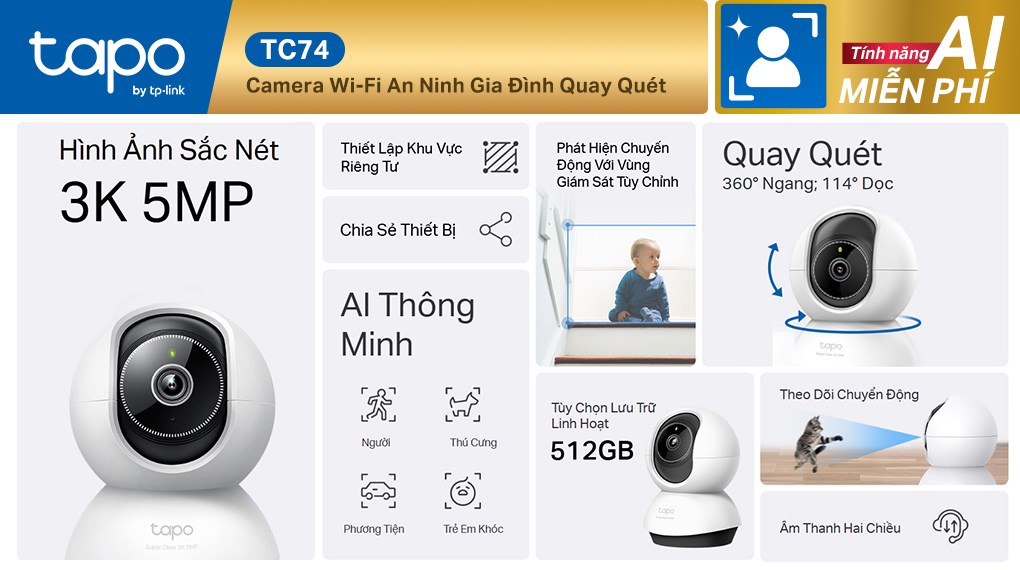 Camera IP 360 Độ TP-Link Tapo TC74