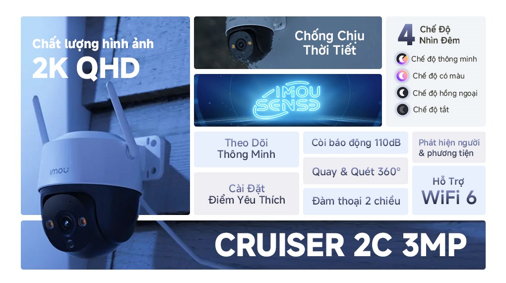 Camera IP Ngoài trời 360 Độ IMOU Cruiser 2C S7CP-3M0WE