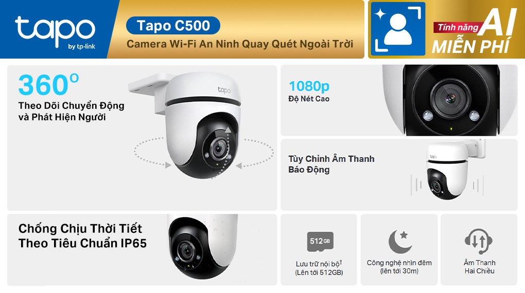 Camera IP Ngoài Trời 360 Độ TP-Link Tapo C500
