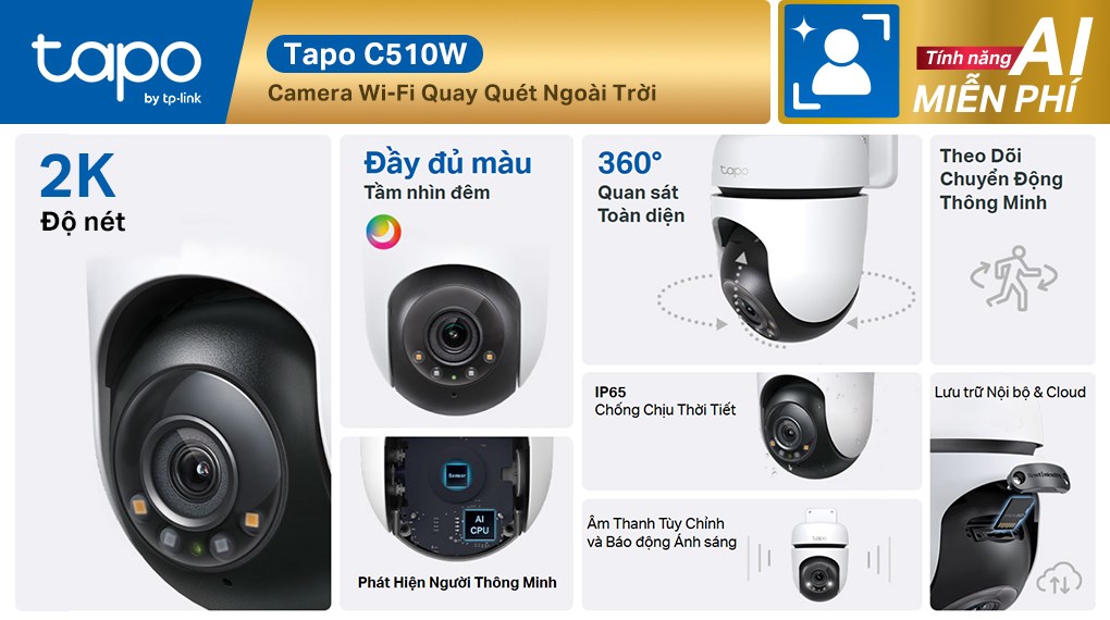 Camera IP Ngoài trời 360 Độ TP-Link Tapo C510W