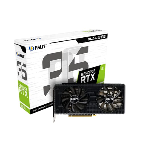 Card màn hình Palit RTX3050 DUAL 8GB GDDR6 128bit (NE63050019P1-190AD)
