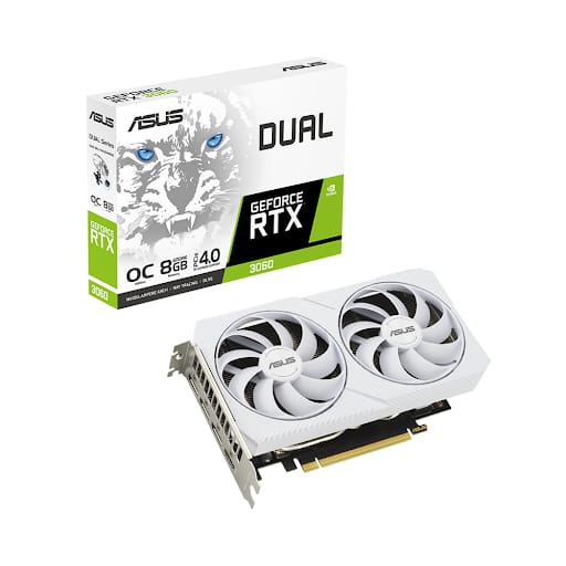 Card màn hình/ VGA ASUS Dual GeForce RTX 3060 White OC 8GB GDDR6 (DUAL-RTX3060-O8G-WHITE)