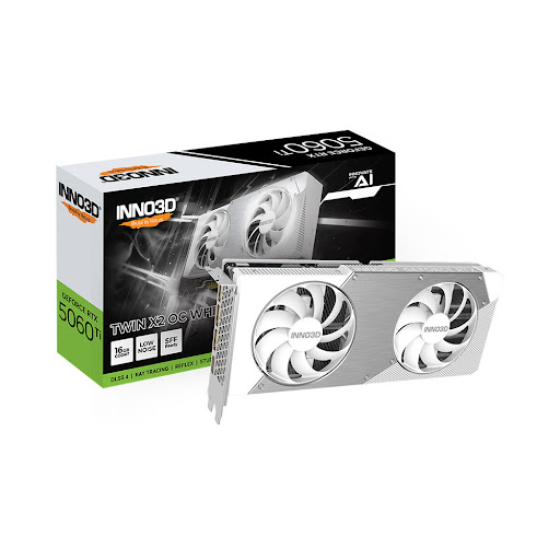 Card màn hình/ VGA INNO3D GEFORCE RTX 5060 Ti 16GB TWIN X2 OC WHITE (N506T2-16D7X-191073W)