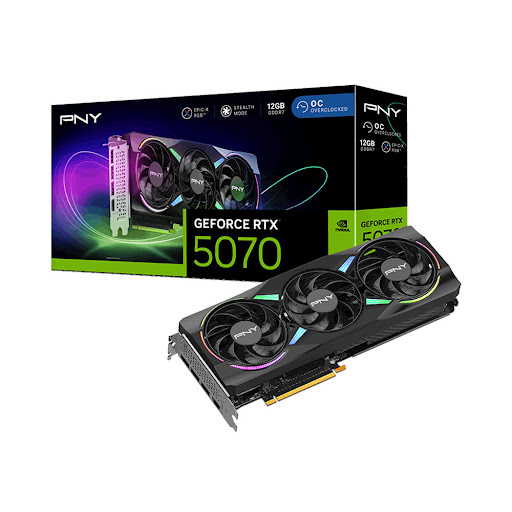 Card màn hình/ VGA PNY GeForce RTX™ 5070 12G ARGB EPIC-X RGB™ Overclocked Triple Fan VCG507012TFXXPB1-O