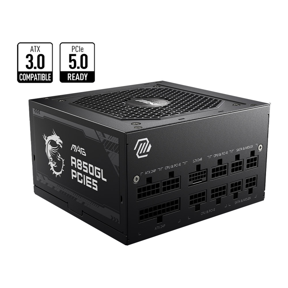 Nguồn máy tính MSI MAG A850GL PCIE 5 - 80 Plus Gold - Full Modular (850W)