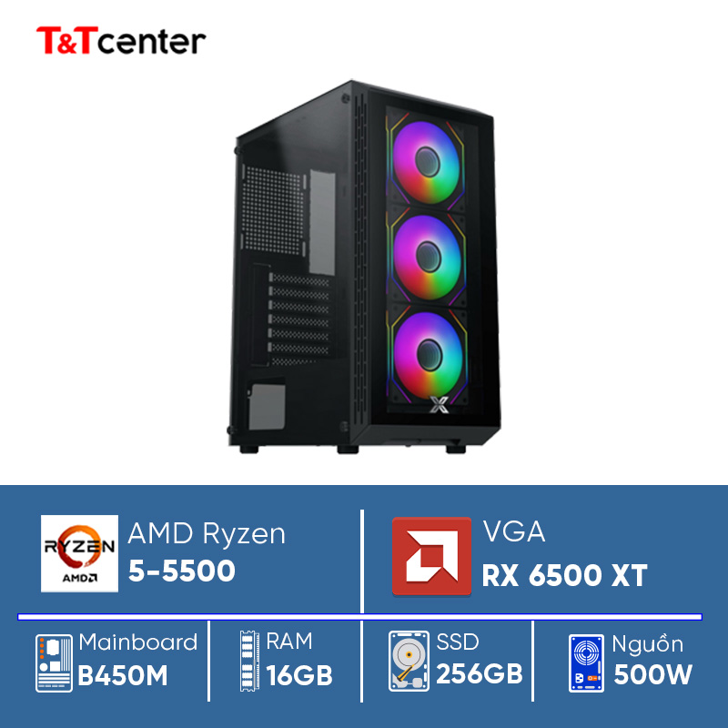 PC AMD Ryzen 5 5500 | 16GB 256GB RX6500 XT OC 4GB / 500W