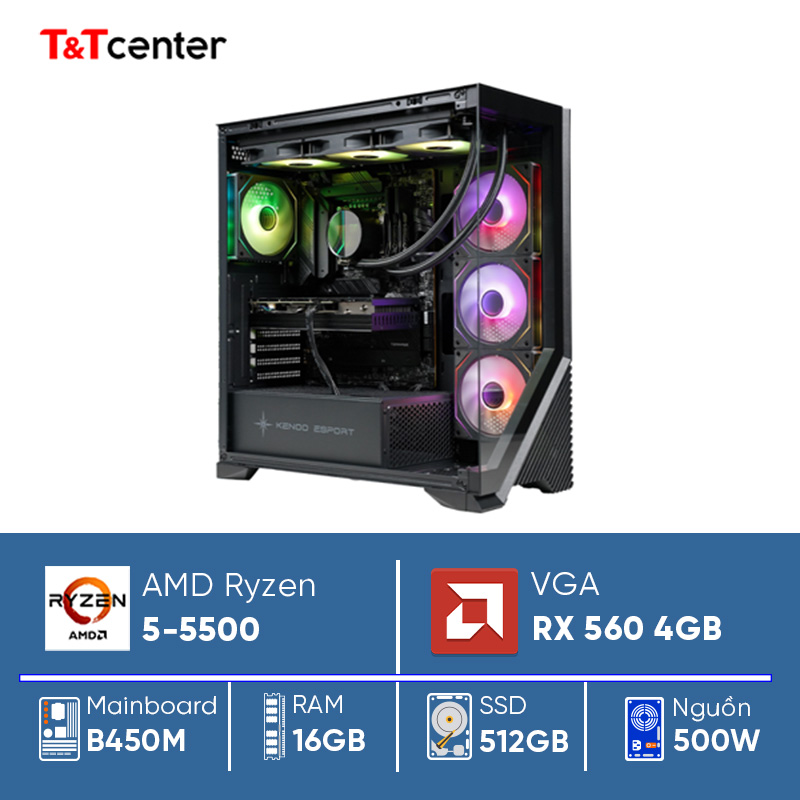 PC AMD Ryzen 5 - 5500 | 16GB 512GB RX 560 4GB