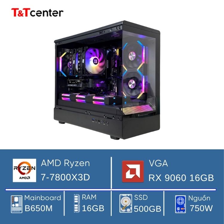 PC AMD Ryzen 7 - 7800X3D | 16GB 500GB RX 9060 16GB