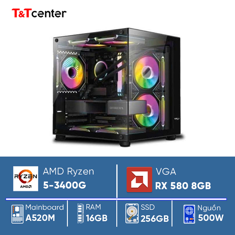 PC GAMING Ryzen 5 3400G | 16GB 256GB RX 580 8GB