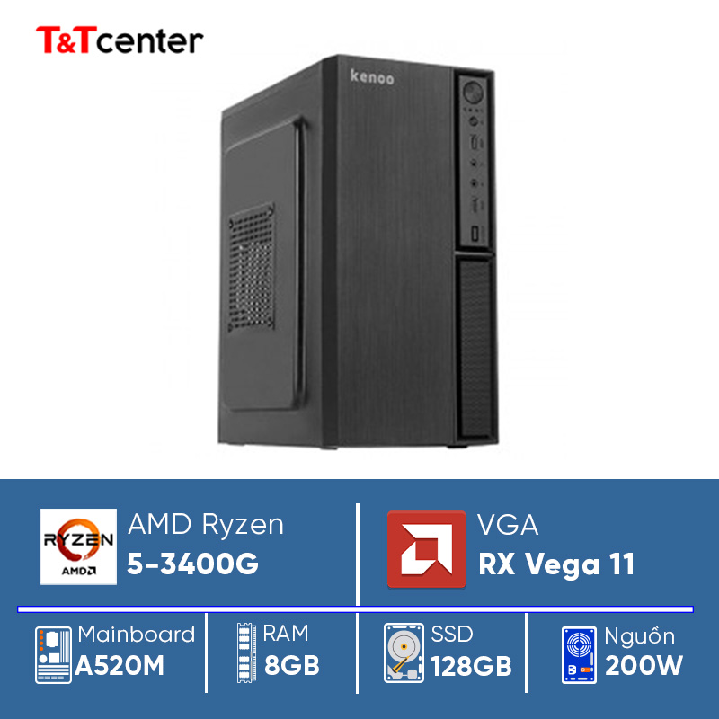 PC Văn Phòng AMD Ryzen 5-3400G | 8GB 128GB Intel UHD Graphics 630