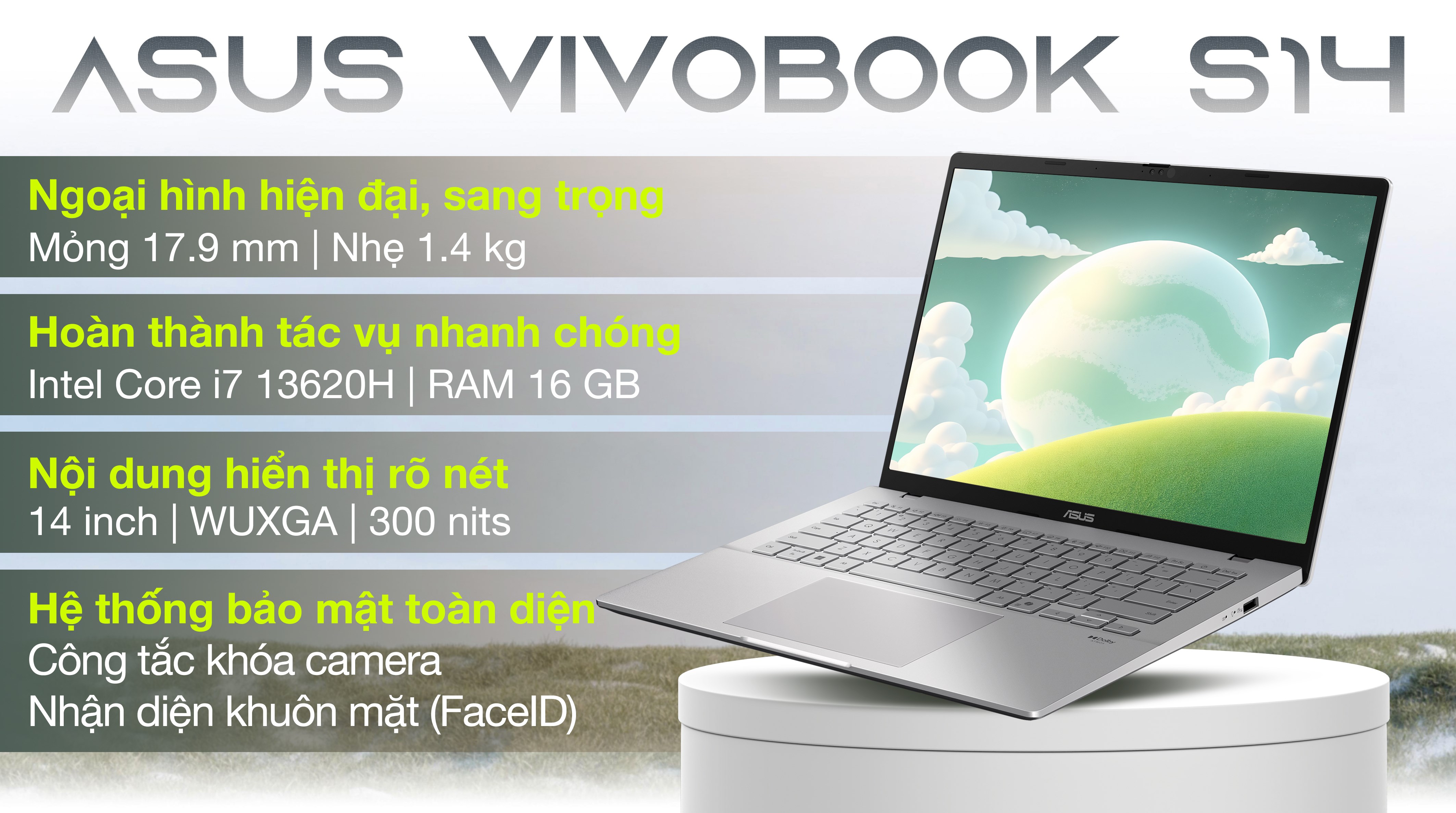 Laptop Asus Vivobook S14 S3407VA - LY053W (i7 13620H, 16GB, 512GB, WUXGA, Win11)