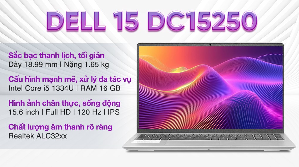 Laptop Dell 15 DC15250 - 71084746 (i5 1334U, 16GB, 512GB, Full HD 120Hz, OfficeHS24+365, Win11)