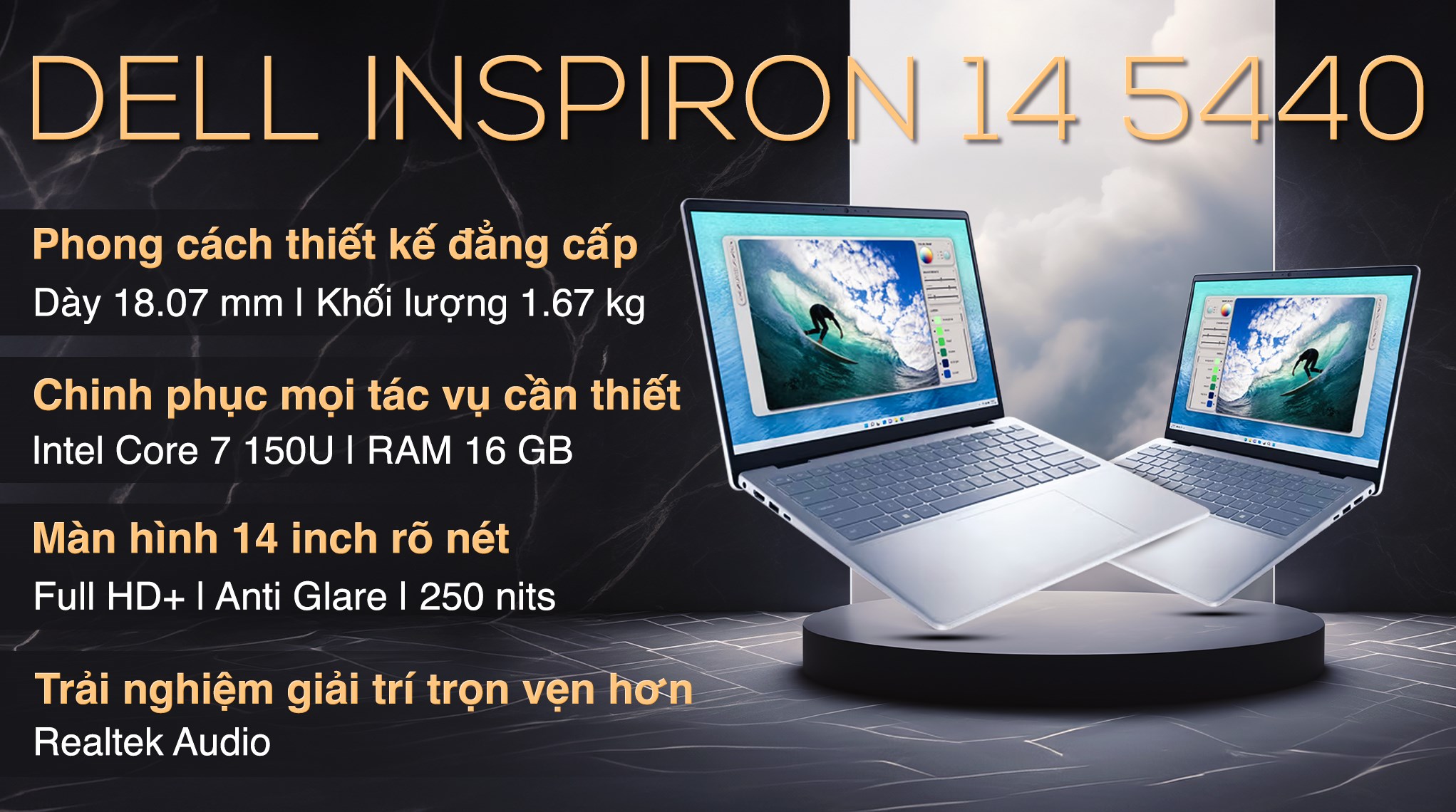 Laptop Dell Inspiron 14 5440 - N4I7204W1 (Core 7 150U, 16GB, 512GB, Full HD+, OfficeHS, Win11)