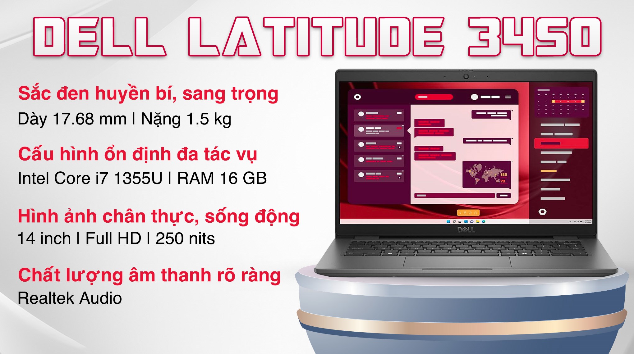 Laptop Dell Latitude 3450 - 71058806 (i7 1355U, 16GB, 512GB, Full HD, Win11)