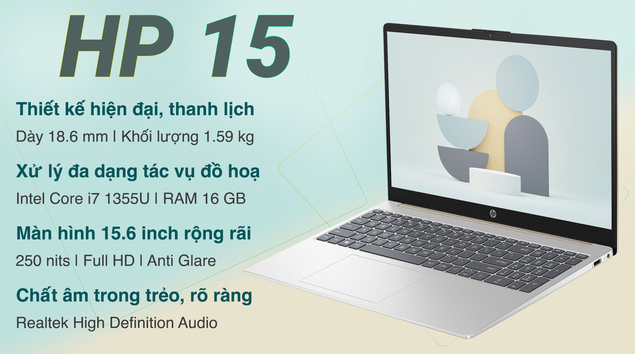 Laptop HP 15 fd0015TU - A19C5PA (i7 1355U, 16GB, 512GB, Full HD, Win11)