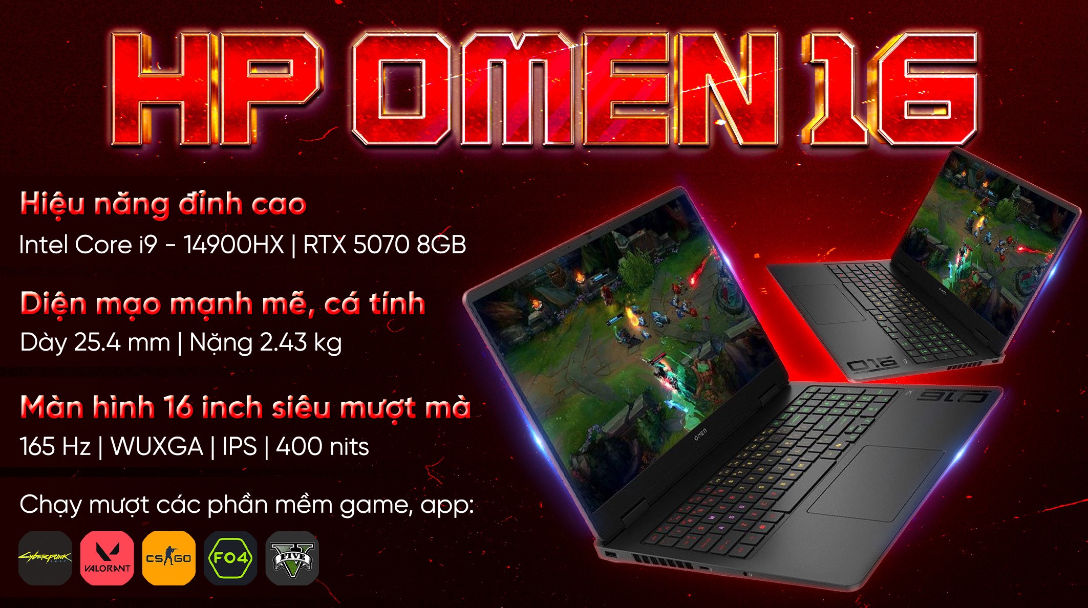 Laptop HP Gaming OMEN 16 am0127TX - BX8Y0PA (i9 14900HX, 32GB, 512GB, RTX 5070 8GB, WUXGA 165Hz, Win11)