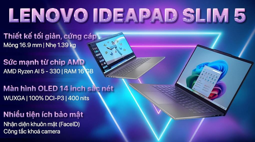 Laptop Lenovo Ideapad Slim 5 OLED 14AKP10 - 83HX00B2VN (R5 330, 16GB, 1TB, WUXGA, Win11)