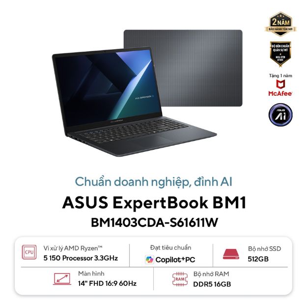 ASUS ExpertBook B1 BM1403CDA-S61611W | AMD Ryzen 5 150 16GB 512GB AMD Radeon 14'' FHD (New FullVAT)