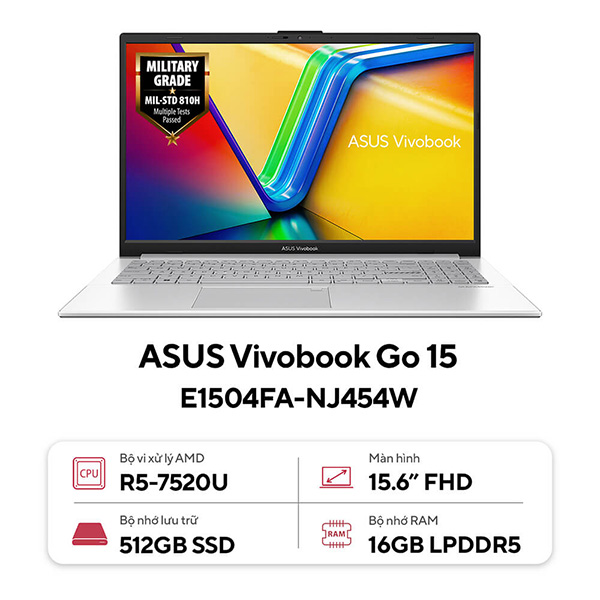 Asus Vivobook Go 15 E1504FA-NJ454W | Ryzen™ 5-7520U 16GB 512GB AMD Radeon™ Graphics 15.6'' FHD (New)