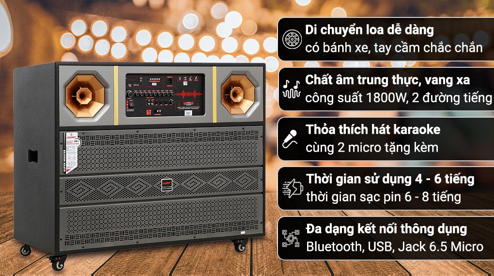 Loa kéo karaoke Jammy S8078K 1800W