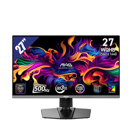 Màn hình LCD MSI 27" MAG 272QP QD-OLED X50 (2560x1440/ QD-OLED/ 500Hz/ 0.03ms/ AMD FreeSync™ Premium Pro) Đen