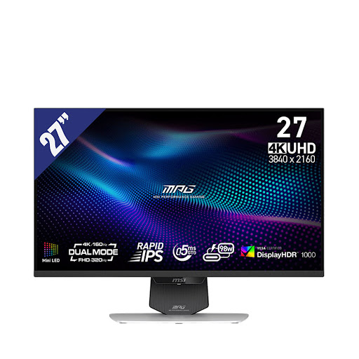Màn hình LCD MSI 27'' MPG 274URDFW E16M (3840x2160/ Rapid IPS/ 160hz/ 0,5ms/ NVIDIA G-SYNC Compatible/ AMD FreeSync™ Premium) ( Trắng)