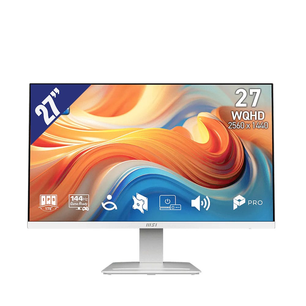 Màn hình LCD MSI 27" PRO MP273QW E14 (9S6-3PE2CH-047)(2560 x 1440/ IPS/ 144hz/ (1ms (MPRT) / 4ms (GtG))/ Adaptive-Sync) (Trắng)