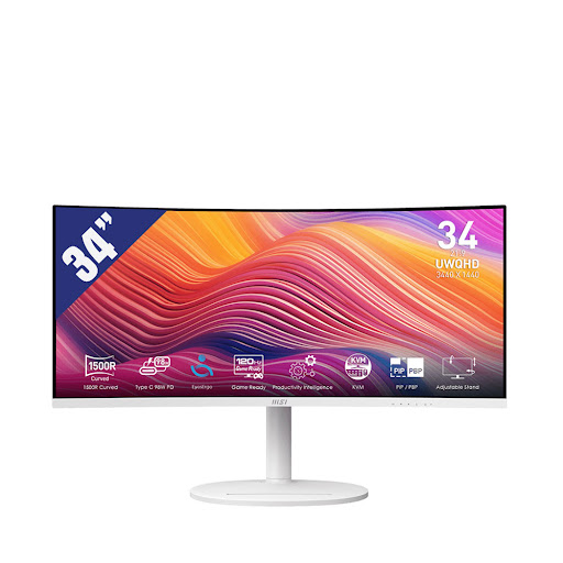 Màn hình/ LCD MSI Modern MD342CQPW 34inch (UWQHD/ VA/ 120Hz/ 1ms (MPRT)/ 4ms (GtG)/ 10BIT Type-C) Trắng