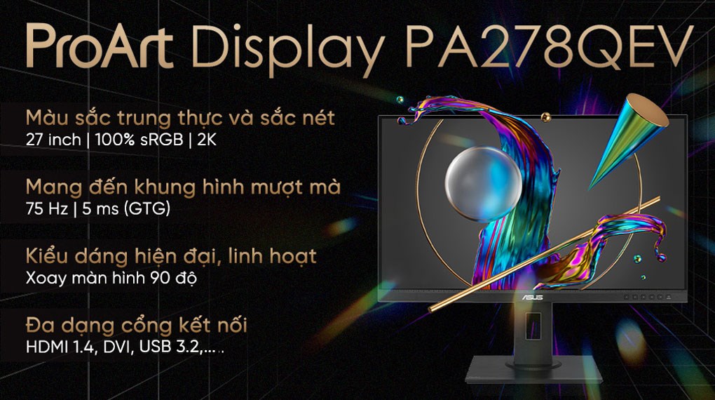 Màn hình Asus ProArt PA278QEV (27 inch, 2K, IPS, 75Hz, 5ms)