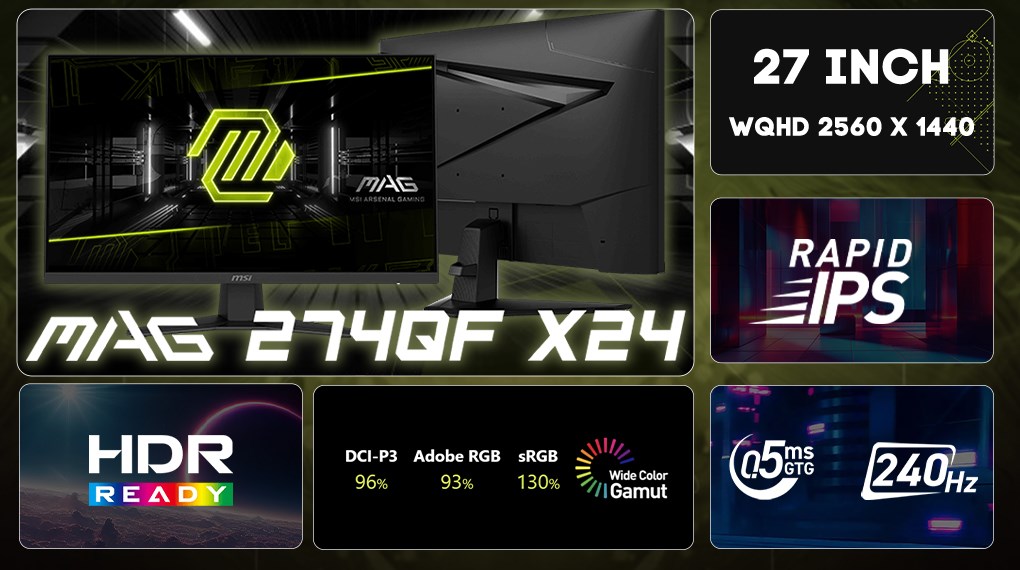 Màn hình Gaming MSI MAG 274QF X24 (27 inch, WQHD, Rapid IPS, 240Hz, 0.5ms)
